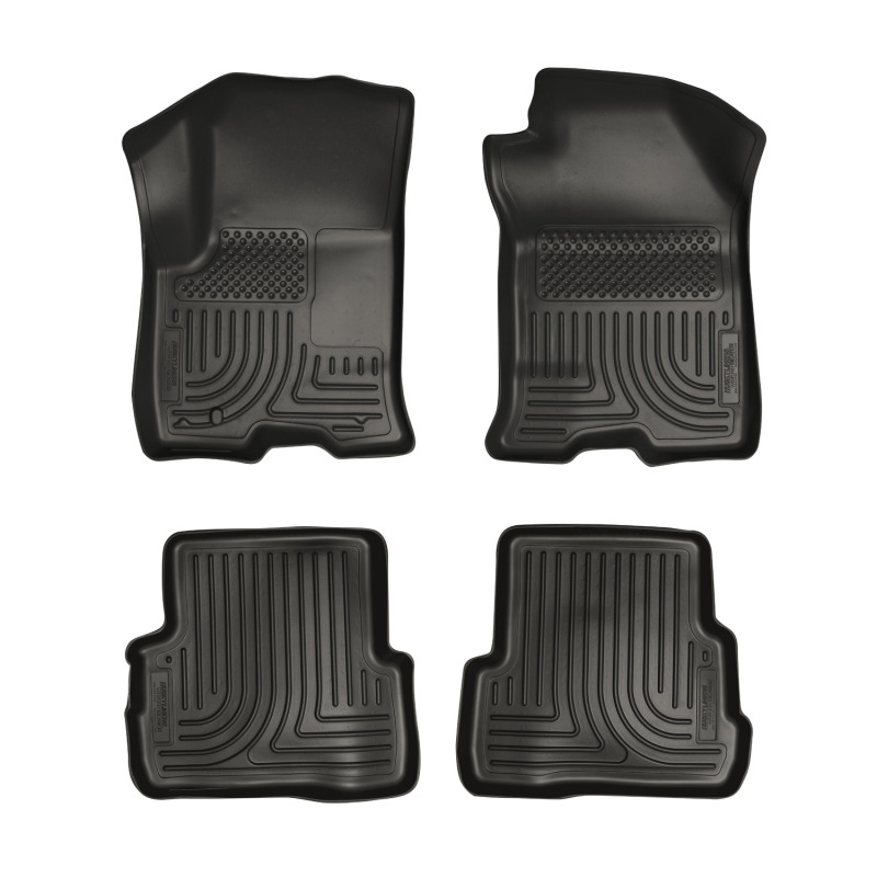 Ford Focus Floor Liners - Front + Rear - Husky Liners - WeatherBeater Combo - Black - `08-`11